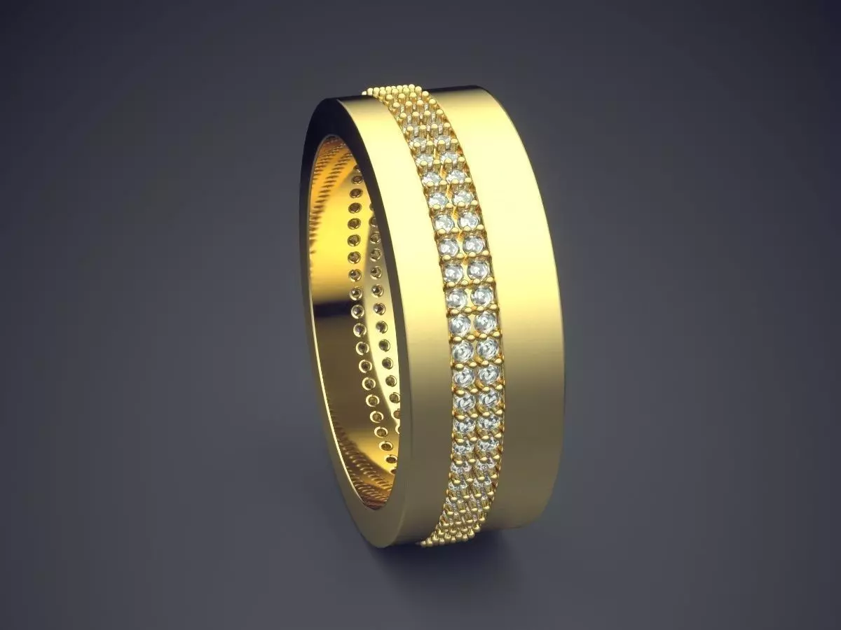 Ring With Tiny Diamonds CAD-3219 3D print model_3