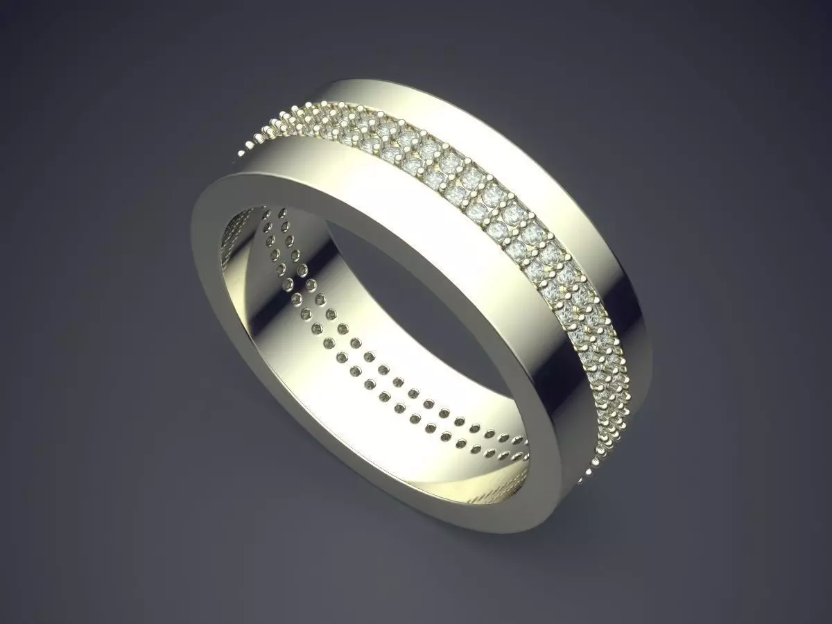 Ring With Tiny Diamonds CAD-3219 3D print model_1