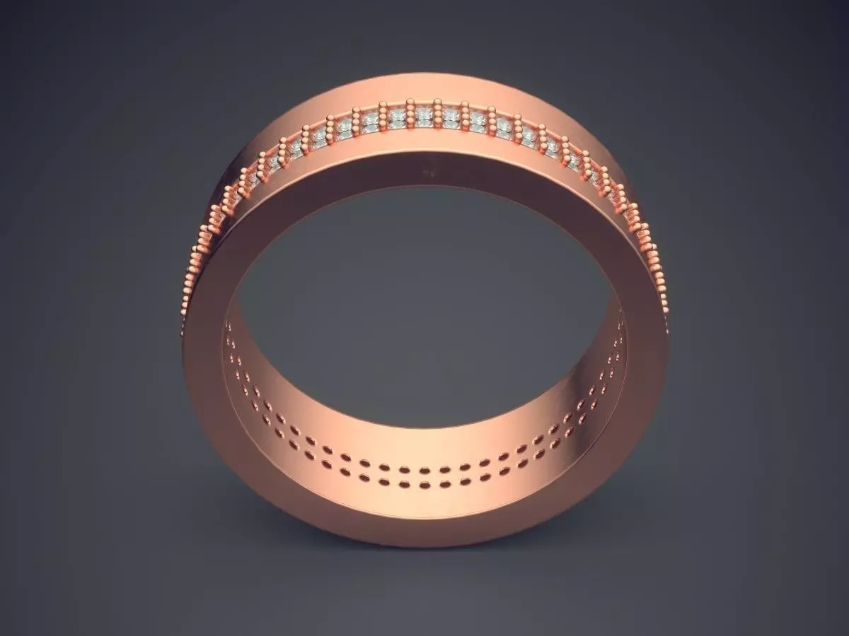 Ring With Tiny Diamonds CAD-3219 3D print model_2