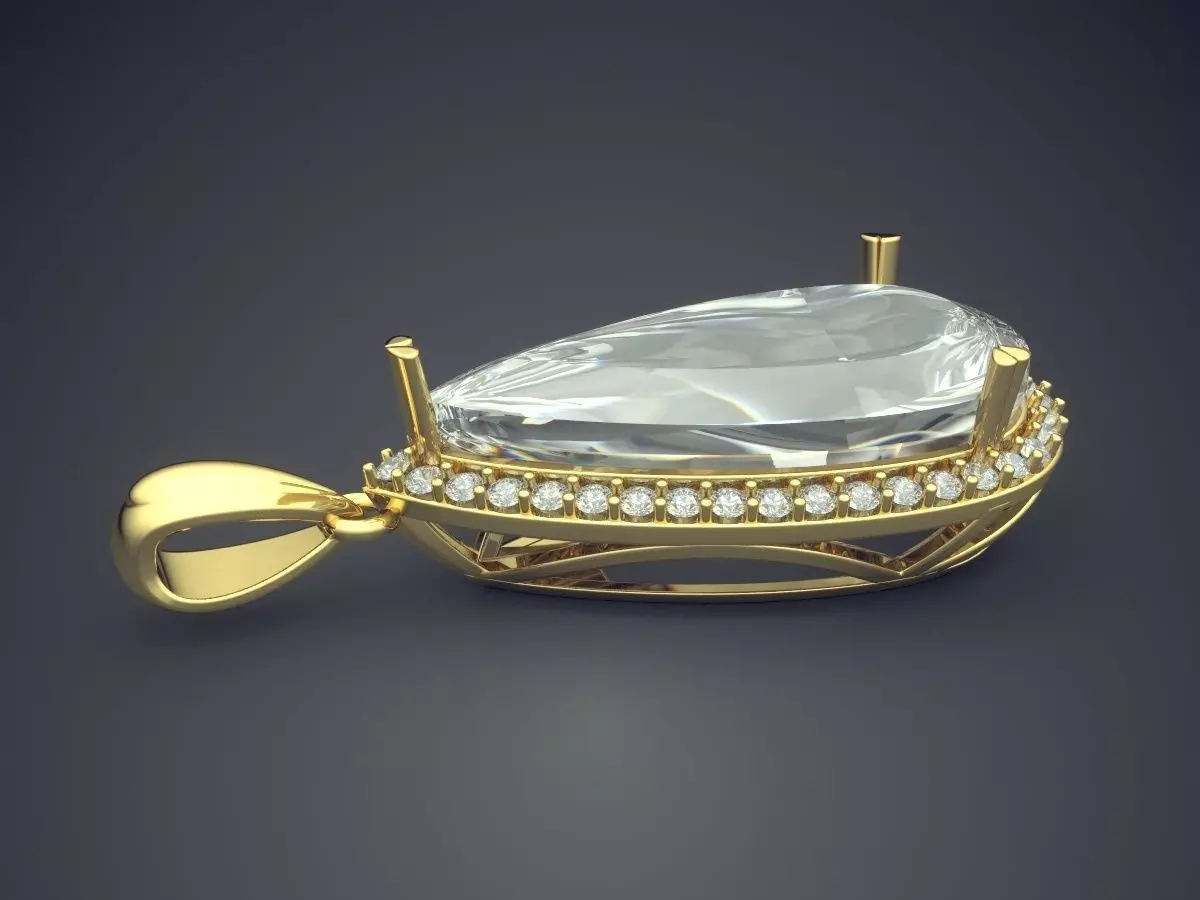Pendant With Diamonds CAD-3214 3D print model_3