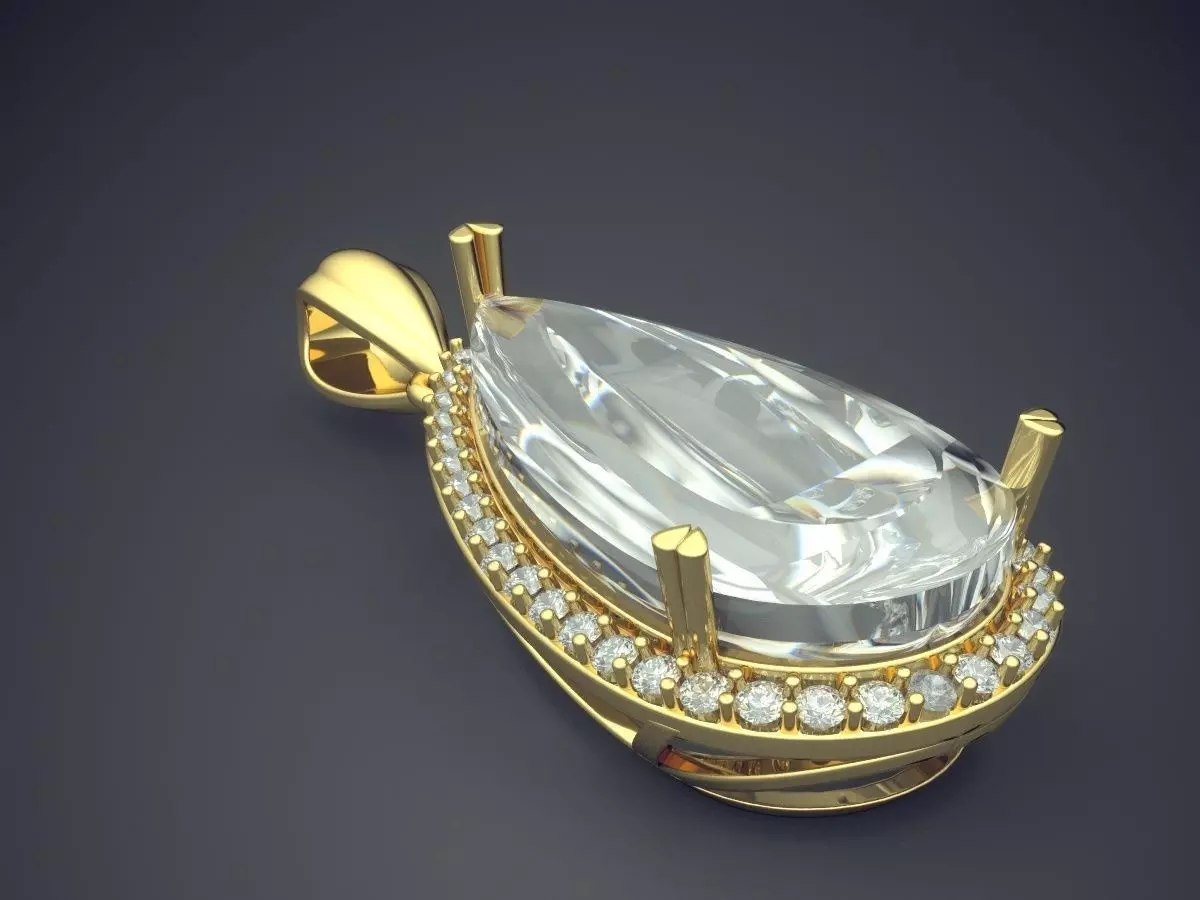 Pendant With Diamonds CAD-3214 3D print model_0