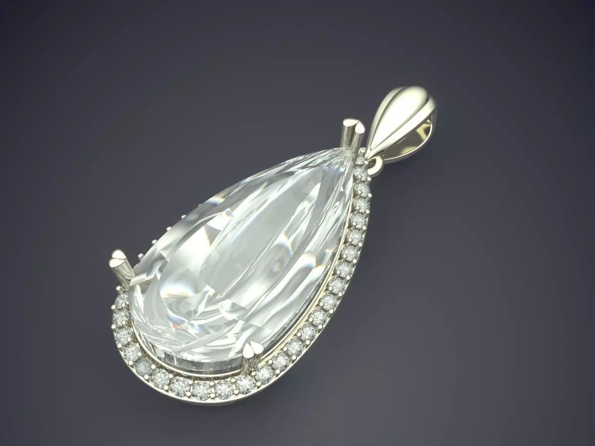 Pendant With Diamonds CAD-3214 3D print model_1