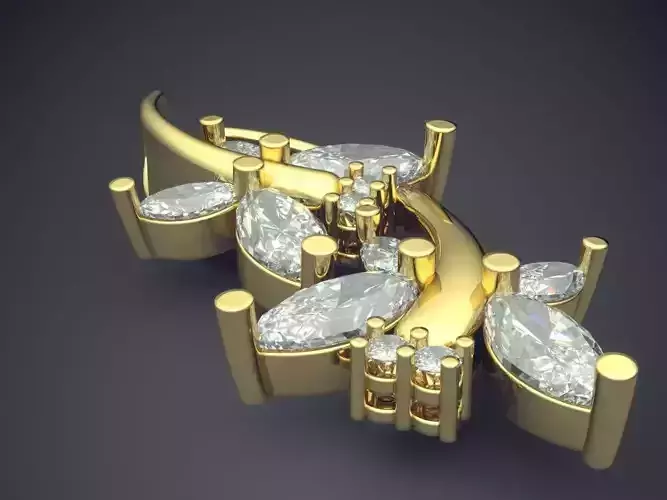 Flower Motif Pendant With Diamonds CAD-3213