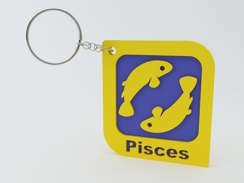 Pisces Zodiac Keychain Model 3D print model_2