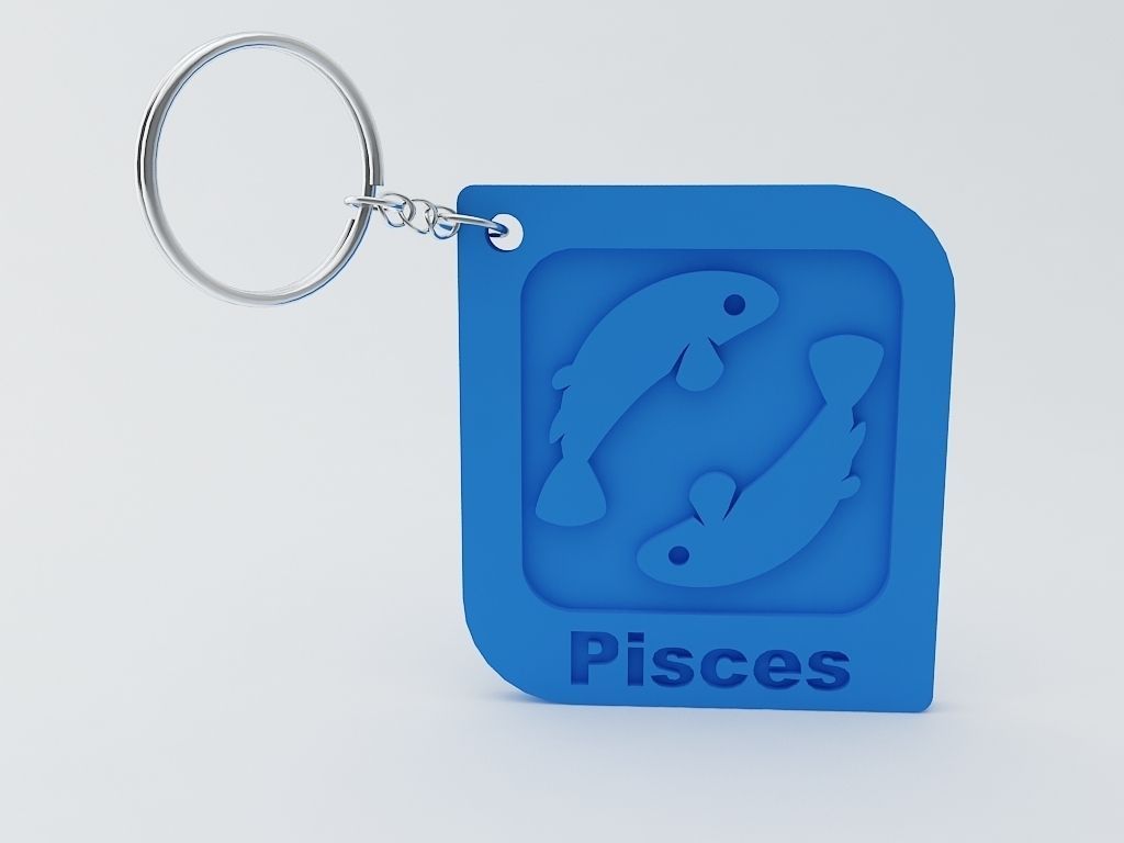 Pisces Zodiac Keychain Model 3D print model_3