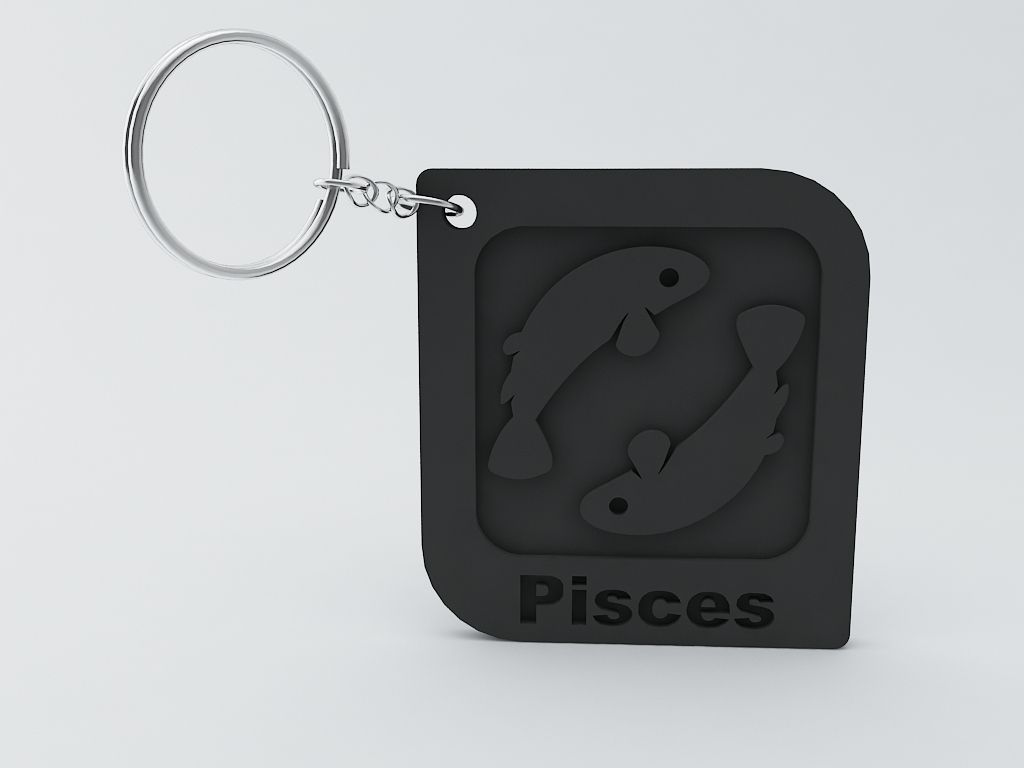 Pisces Zodiac Keychain Model 3D print model_4