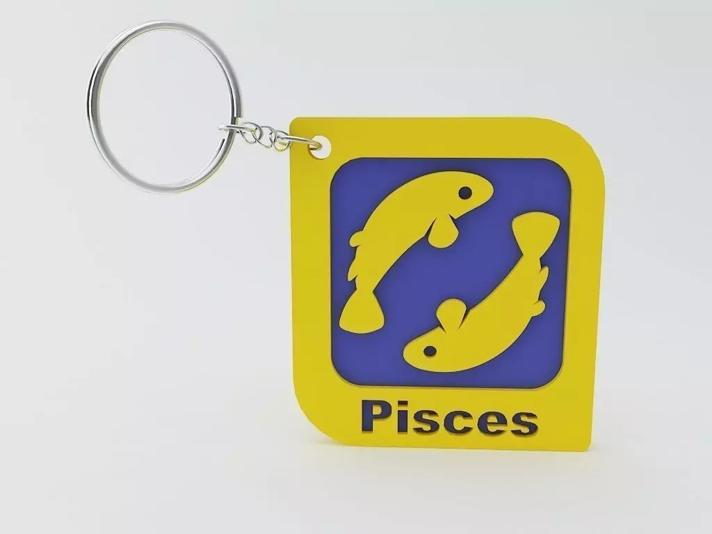Pisces Zodiac Keychain Model 3D print model_0