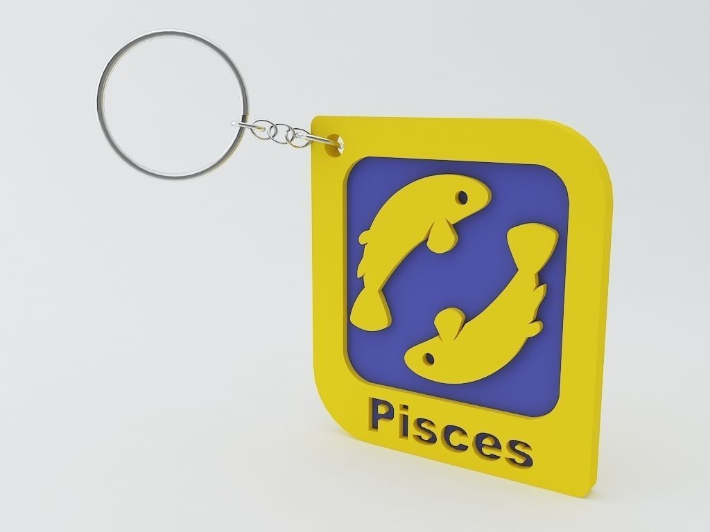 Pisces Zodiac Keychain Model 3D print model_1