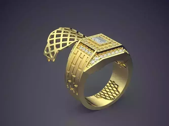 Thick Engraved Ring With Diamonds CAD-3166 3D print model