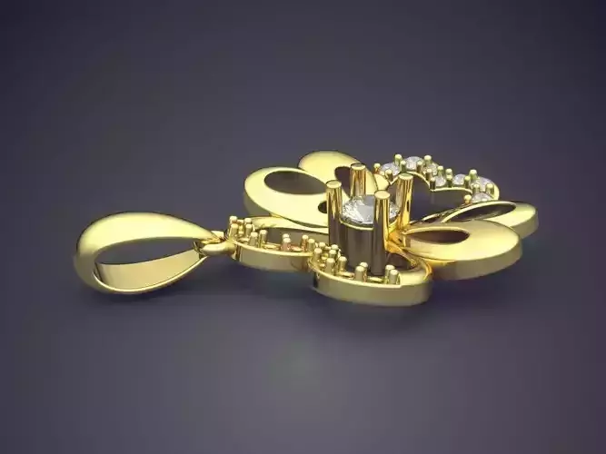 Flower Shape Pendant With Diamonds CAD-3165