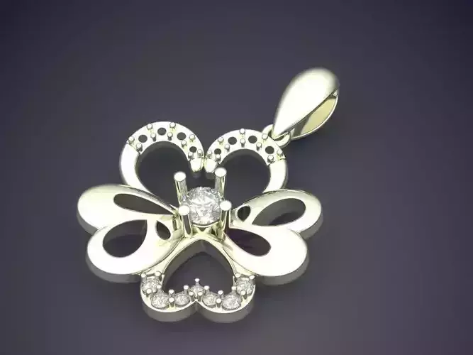 Flower Shape Pendant With Diamonds CAD-3165
