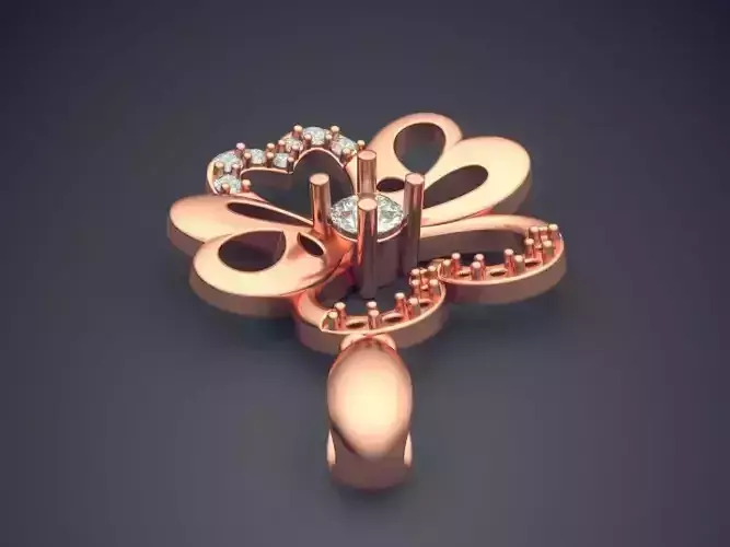Flower Shape Pendant With Diamonds CAD-3165