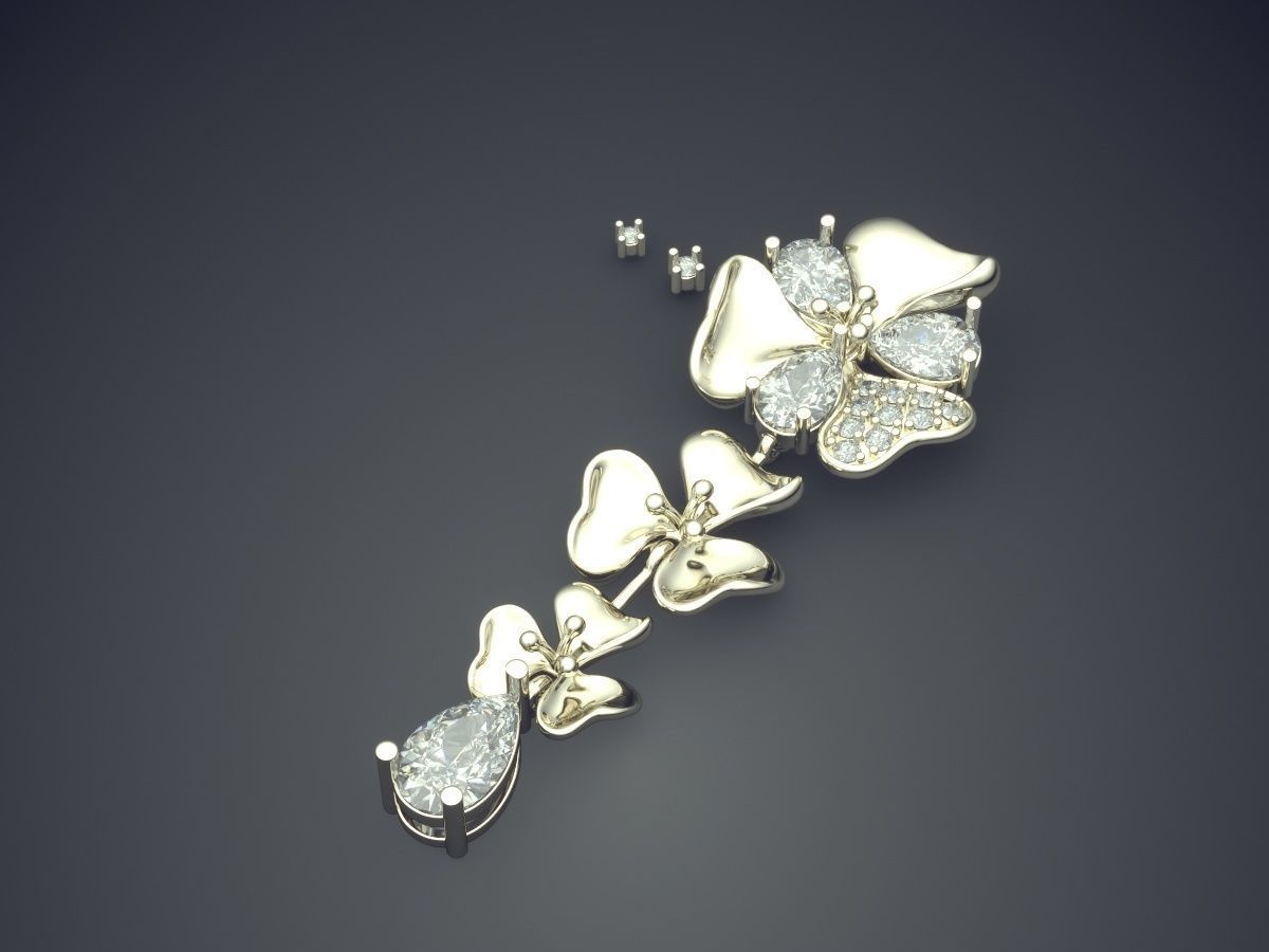 Flower Motif Pendant With Diamonds CAD-3131 3D print model_1