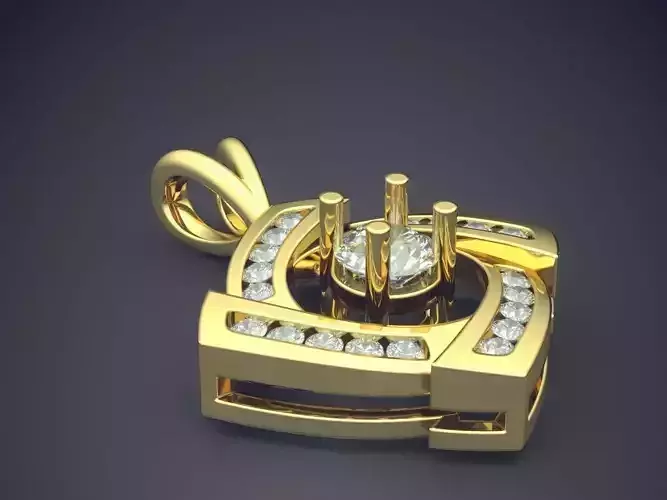 Swirl-shape Pendant With Diamonds CAD-3120 3D print model