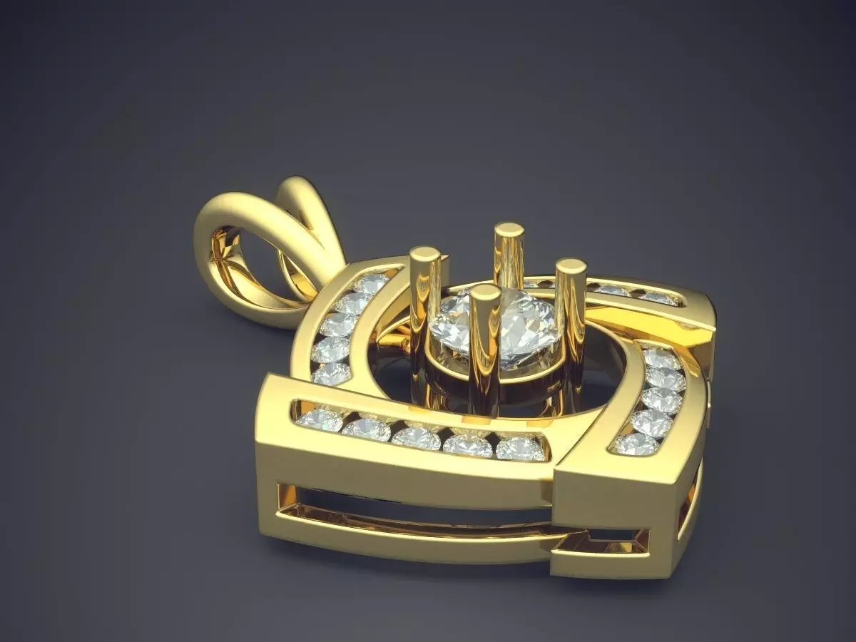 Swirl-shape Pendant With Diamonds CAD-3120 3D print model