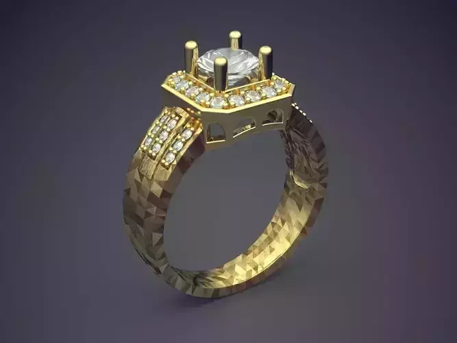 Masculine Engagement Ring With Diamonds CAD-3115 3D print model