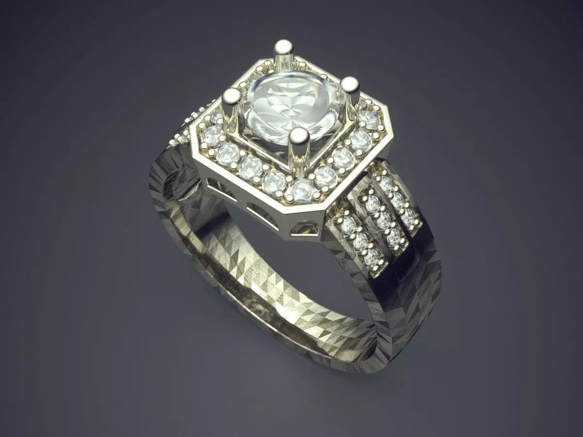 Masculine Engagement Ring With Diamonds CAD-3115 3D print model_1