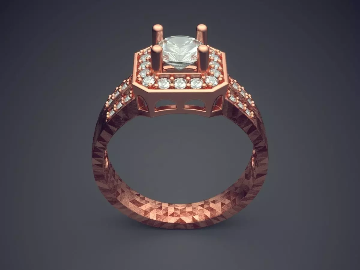 Masculine Engagement Ring With Diamonds CAD-3115 3D print model_2
