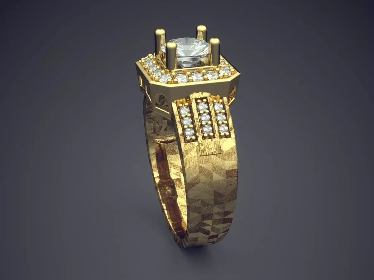 Masculine Engagement Ring With Diamonds CAD-3115 3D print model_3