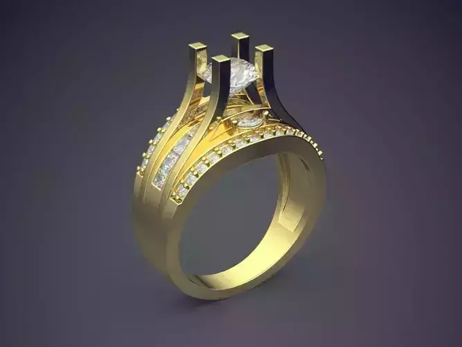 Thick Ring With Diamonds CAD-3117 3D print model