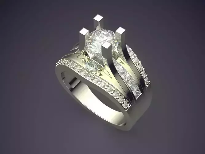 Thick Ring With Diamonds CAD-3117