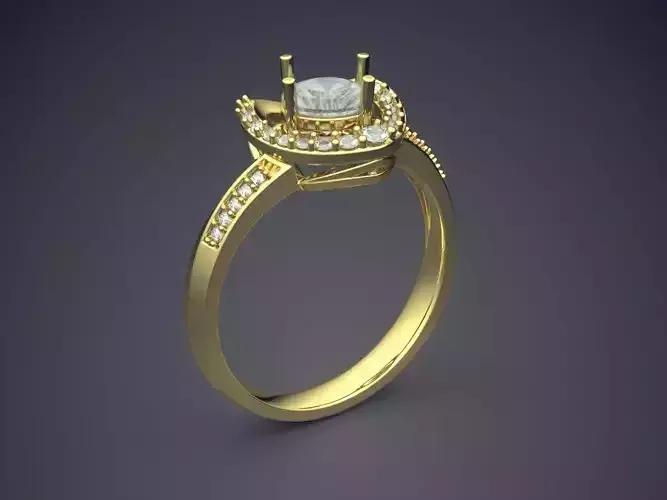 Flower-shaped Ring With Diamonds CAD-3106 3D print model