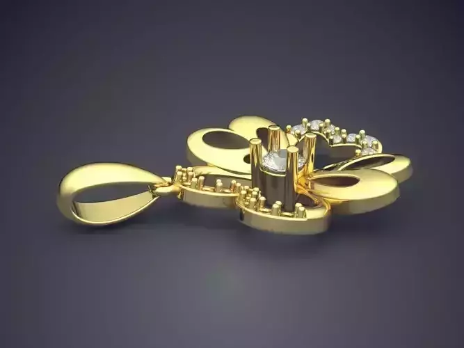 Flower Shape Pendant With Diamonds CAD-3105