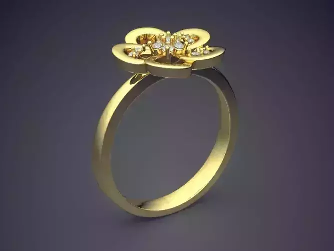 Flower-shaped Ring CAD-3093 3D print model