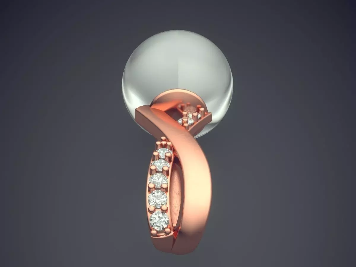 Pendant With Pearl CAD-3089 3D print model_2