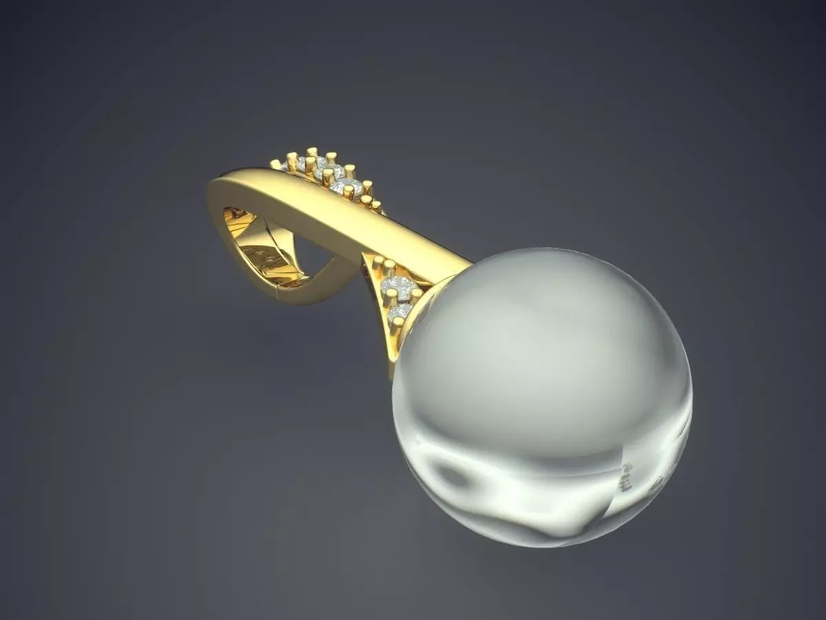 Pendant With Pearl CAD-3089 3D print model_0