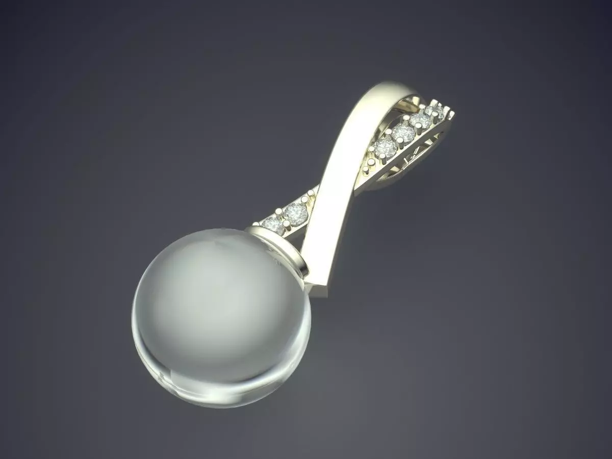 Pendant With Pearl CAD-3089 3D print model_1