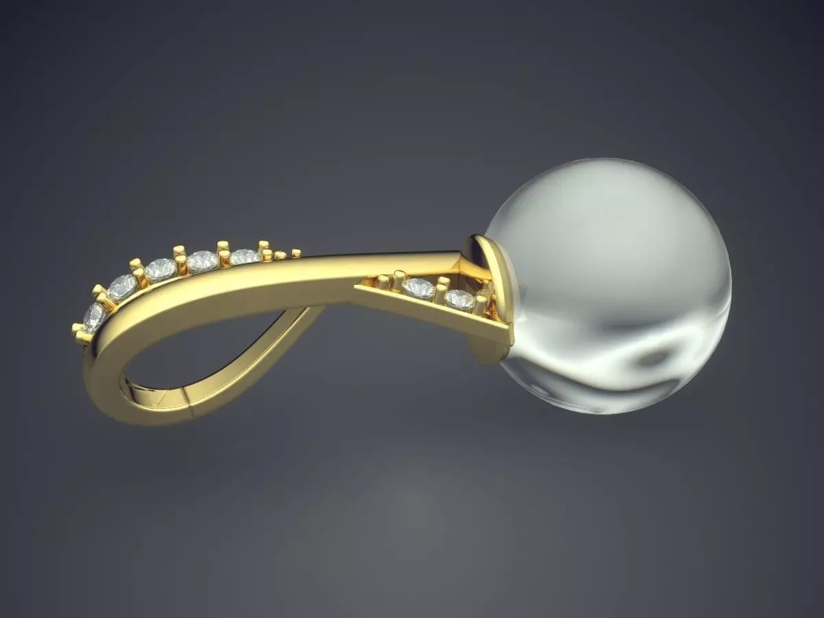 Pendant With Pearl CAD-3089 3D print model_3