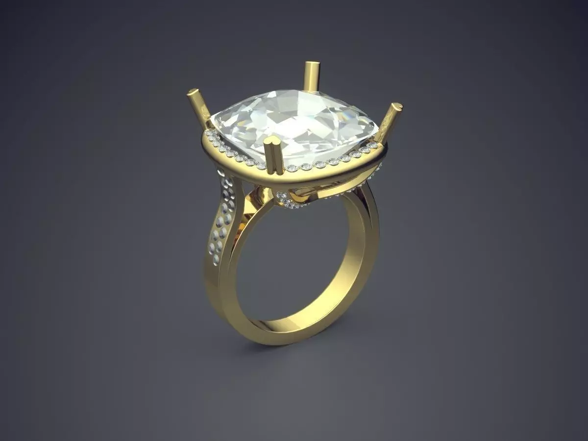 Small Ring With A Huge Diamond CAD 3088 3D print model