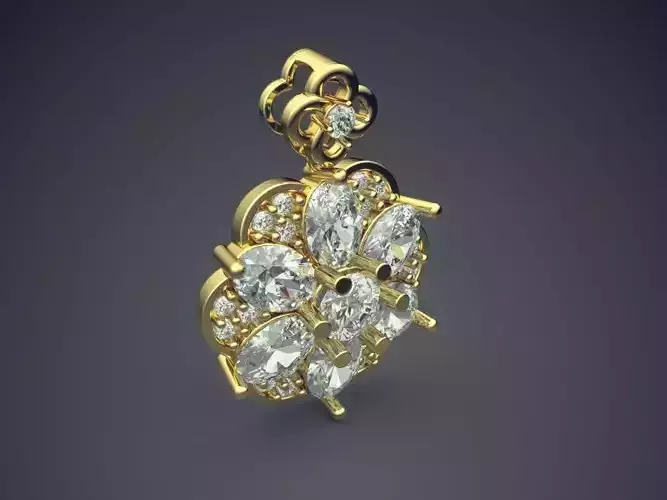 Pendants With Flower Shaped Diamonds CAD 3087 3D print model
