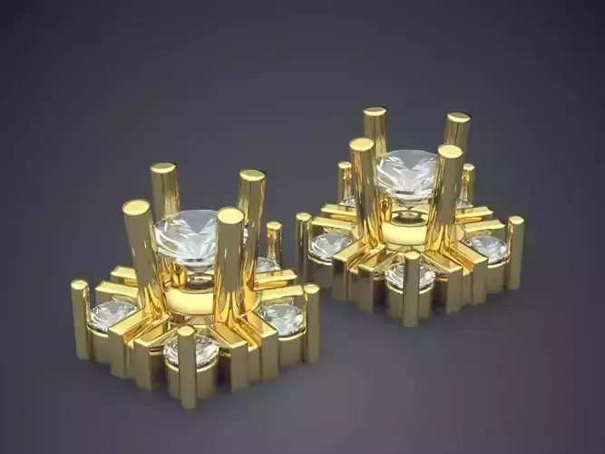 Brooch With Columns And Diamond CAD 3083