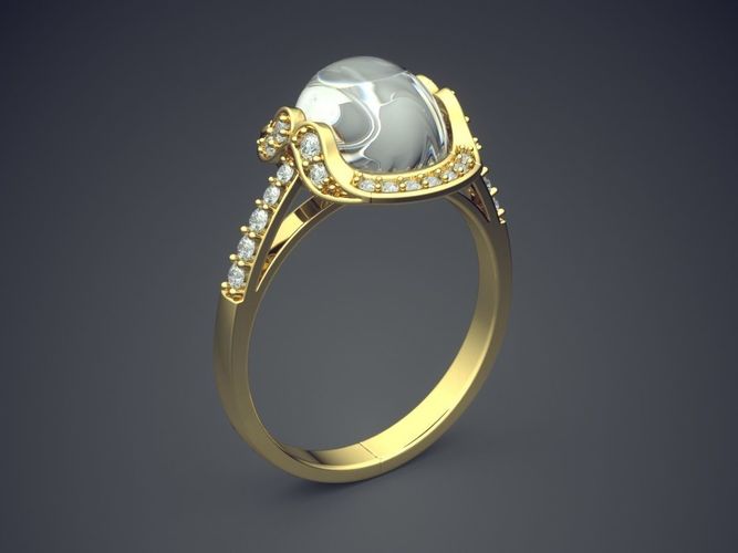 Ring With Big Diamond On Top CAD 3084 3D print model