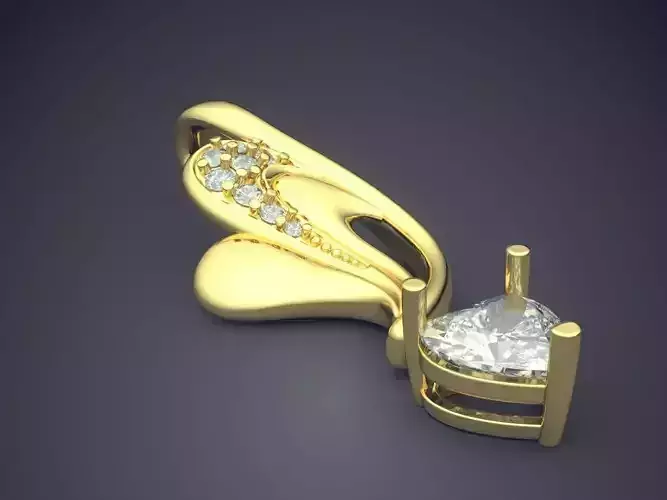 Hanging Earrings With Heart Shaped Diamonds CAD 3080 3D print model