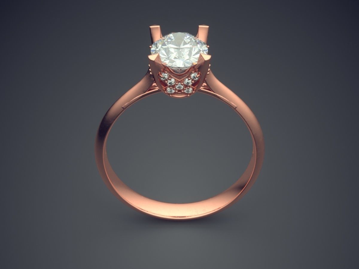 Engagement Ring With Simple Diamond CAD 3075 3D print model_2