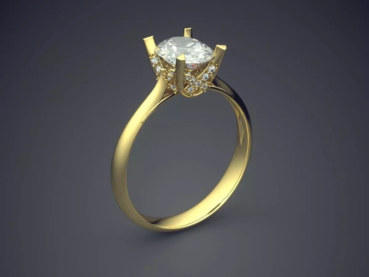 Engagement Ring With Simple Diamond CAD 3075 3D print model_0