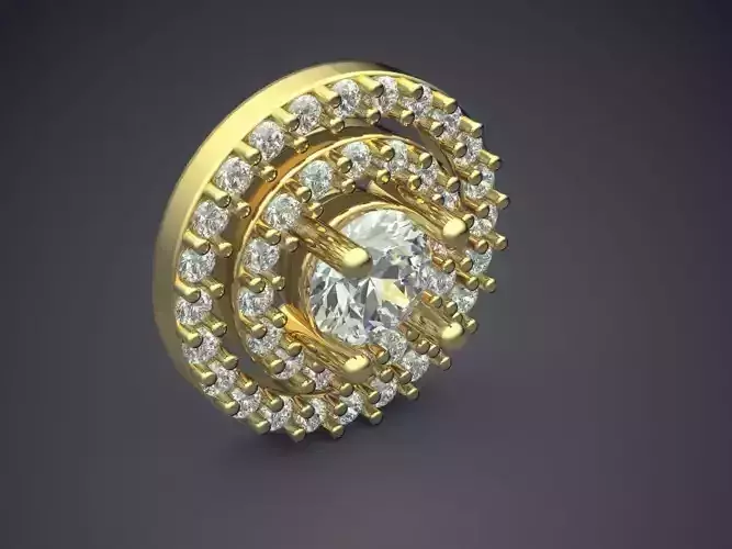 Circle Shaped Brooch With Diamonds On The Surface CAD 3074