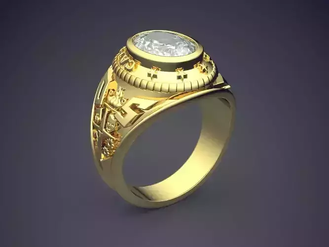 Very Luxurious Ring With Huge Diamond CAD 3071 3D print model