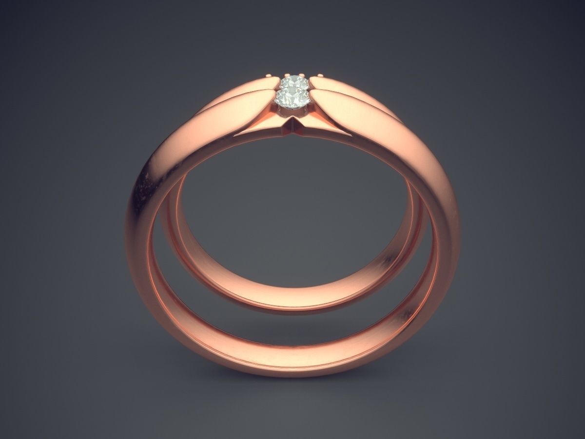 Double Ring Combo With Small Diamond CAD 3070 3D print model_2