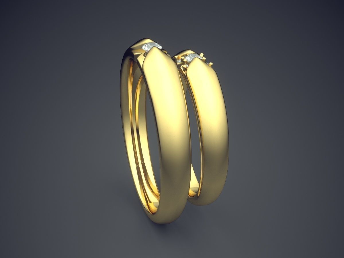 Double Ring Combo With Small Diamond CAD 3070 3D print model_3