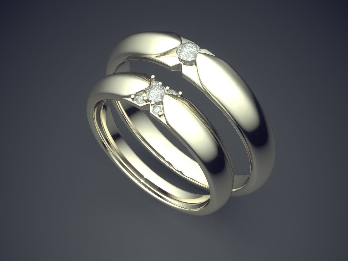 Double Ring Combo With Small Diamond CAD 3070 3D print model_1