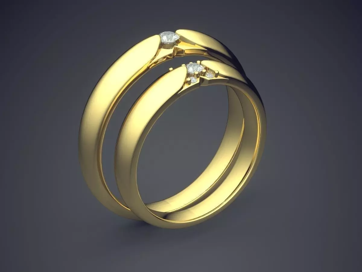 Double Ring Combo With Small Diamond CAD 3070 3D print model_0