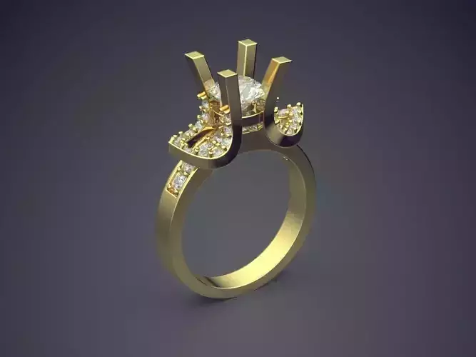 Ring With Columns And Diamond In The Middle CAD 3064 3D print model