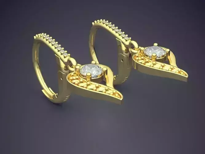 Heart Shaped Earrings With Diamond CAD 3047