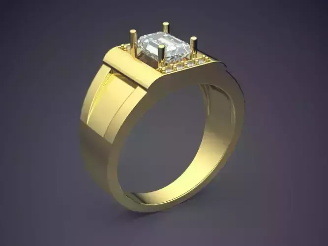 Simple Ring Design With Diamond CAD 3043 3D print model
