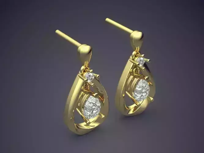 Small Earrings With Diamonds CAD 3035 3D print model