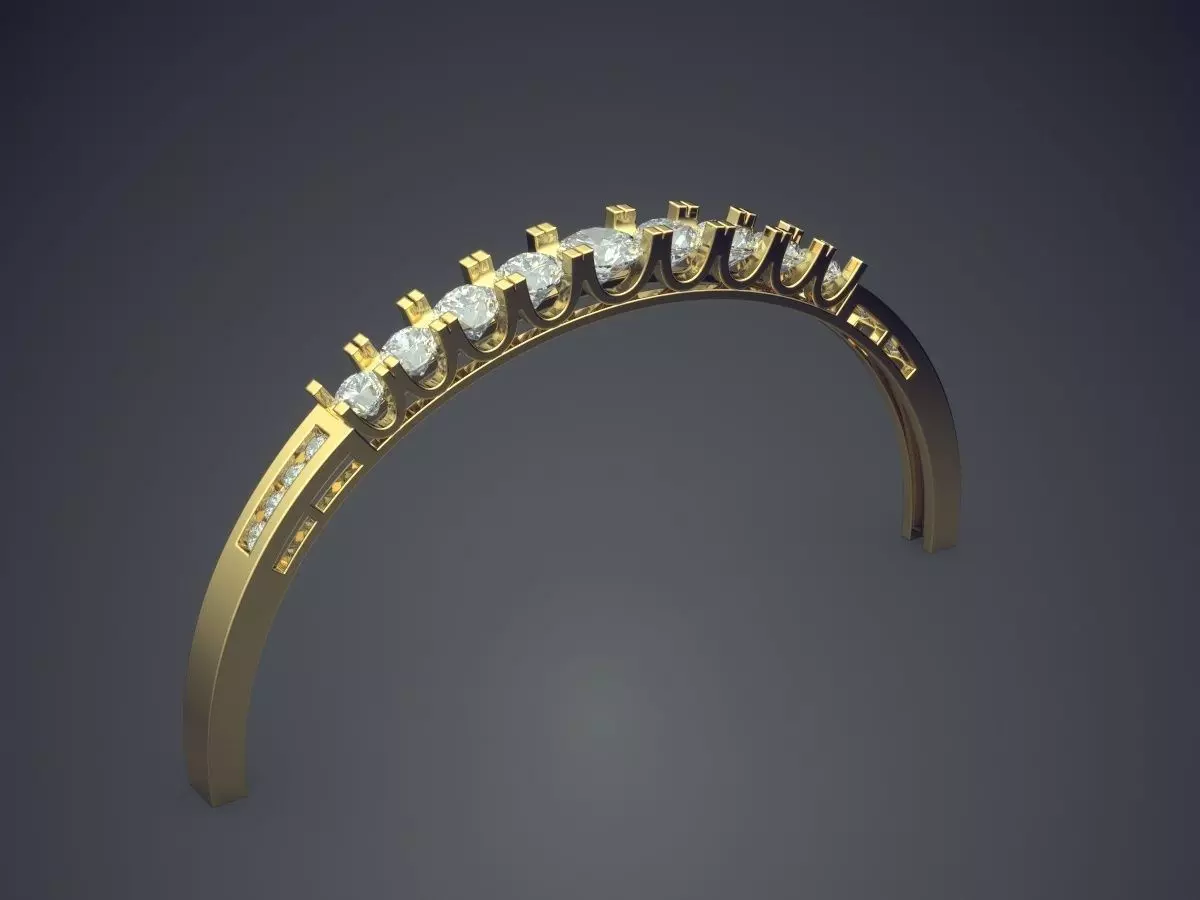 Half Ring With Small Diamonds CAD 3032 3D print model